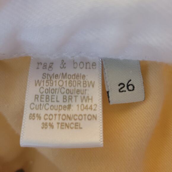 Rag & Bone Jeans Boyfriend Distressed Rebel Bright White Denim Pants Size 26 - Picture 3 of 8